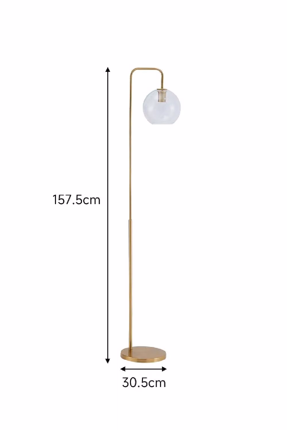 Living and Home Modern Arched Floor Lamp in Gold and Brass with Transparent Glass Shade – 3