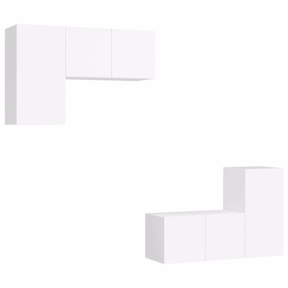 Berkfield Home 4 Piece White Matt MDF Wall Mounted TV Cabinet Set – 2