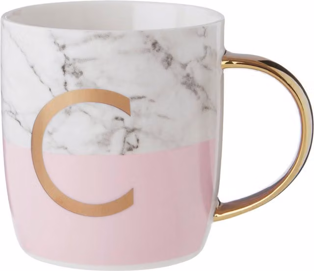 Orsina Pink and Gold Monogram Ceramic Mug