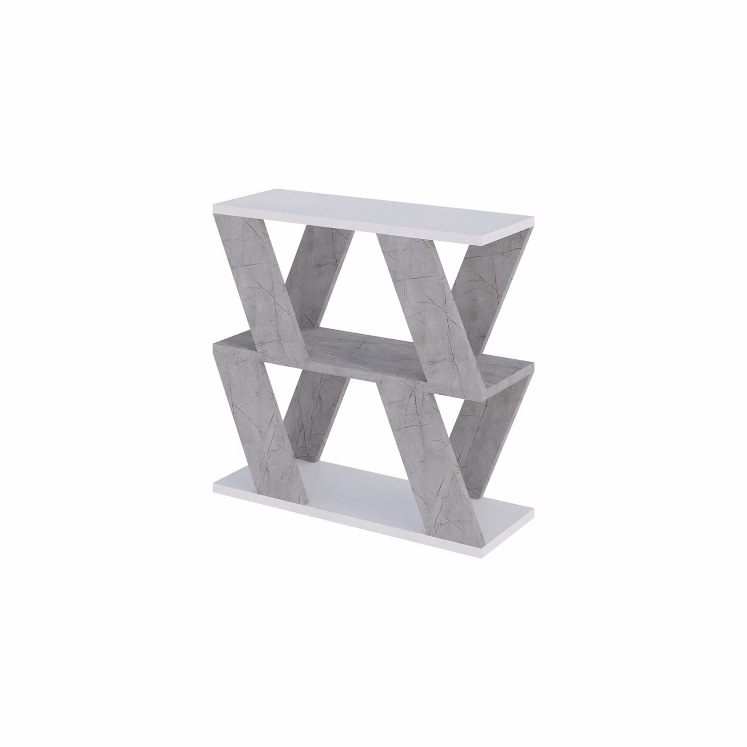 Decortie Lazena Modern 3-Tier Side Coffee Table in White and Gold, H: 60.0 cm x W: 55.4 cm x D: 22.0 cm – 2