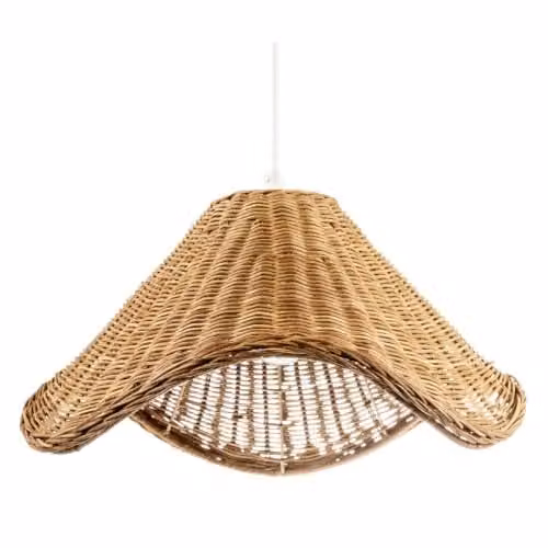 Happy Homewares Boho Rustic Woven Natural Rattan Pendant Ceiling Lighting Shade in Brown, W: 36 cm, H: 20 cm
