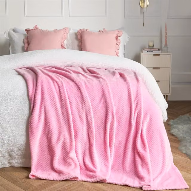 Dreamscene Pink Waffle Honeycomb Mink Throw, 200 cm