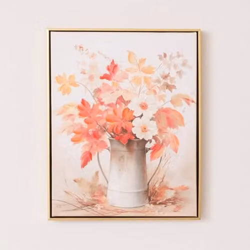 Melody Maison Vintage Red and White Floral Autumn Framed Wall Art Illustration W: 50 cm, H: 40 cm