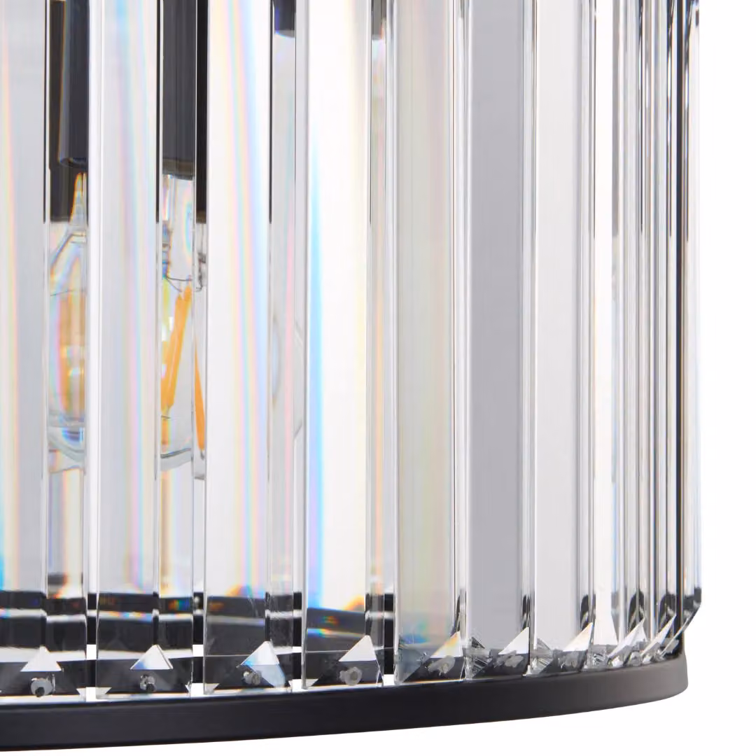 Pagazzi Resto Modern Crystal and Matt Black Dimmable Ceiling Light – 3