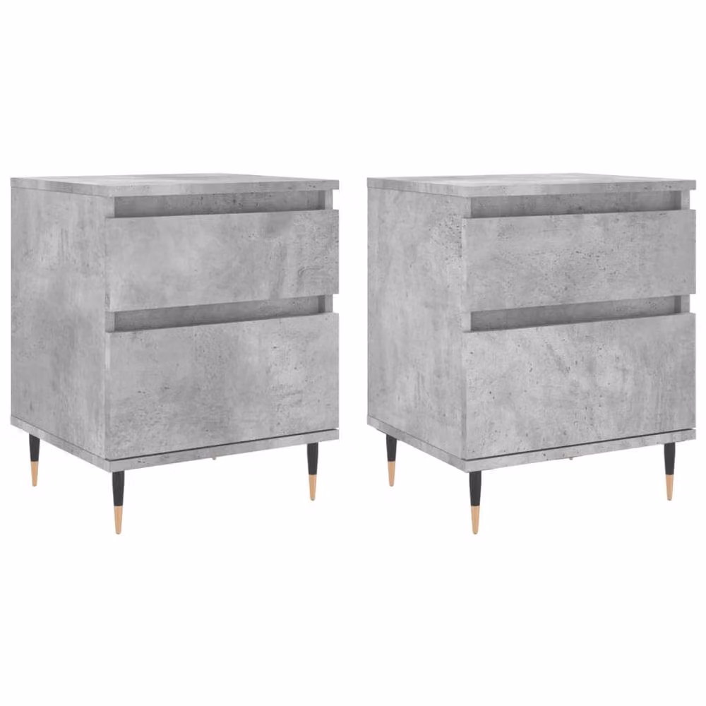 Berkfield Home Set of 2 Modern Bedside Cabinets in Concrete Grey, W/D/H: 40 x 35 x 50 cm – 2