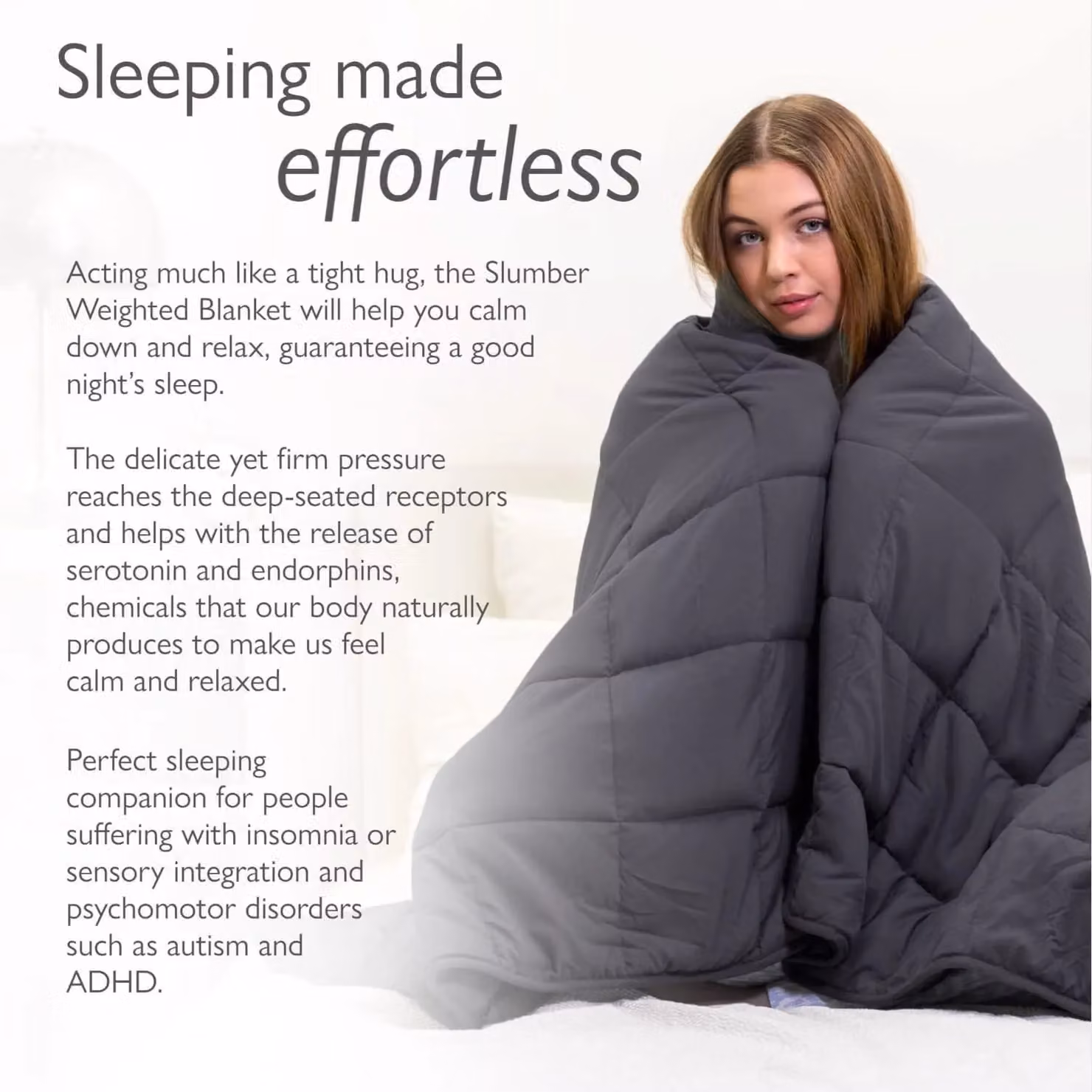 Allure Bath Fashions Slumber Weighted Blanket for Adults in Grey, 4kg, W: 152 cm, L: 203 cm – 2