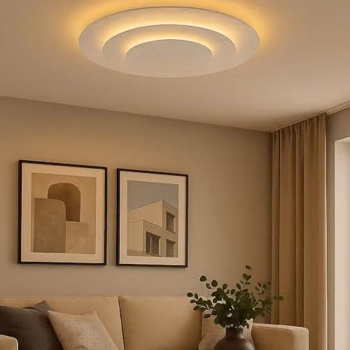 Globo Lighting Modern Round LED Ceiling Light in Silver, 40 W, 2400 lm, Warm White, D 49 x H 7.5 cm – 3