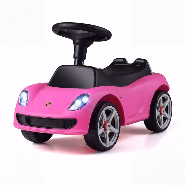 Costway Porsche Ride On Car with Light and Sound in Pink and Red