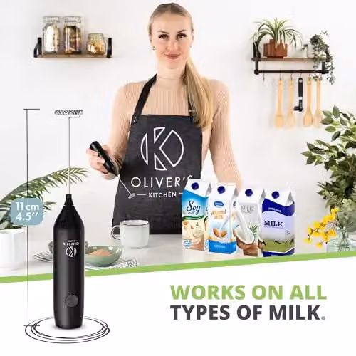 Oliver's Kitchen Handheld Rechargeable USB-C Milk Frother in Black – 3