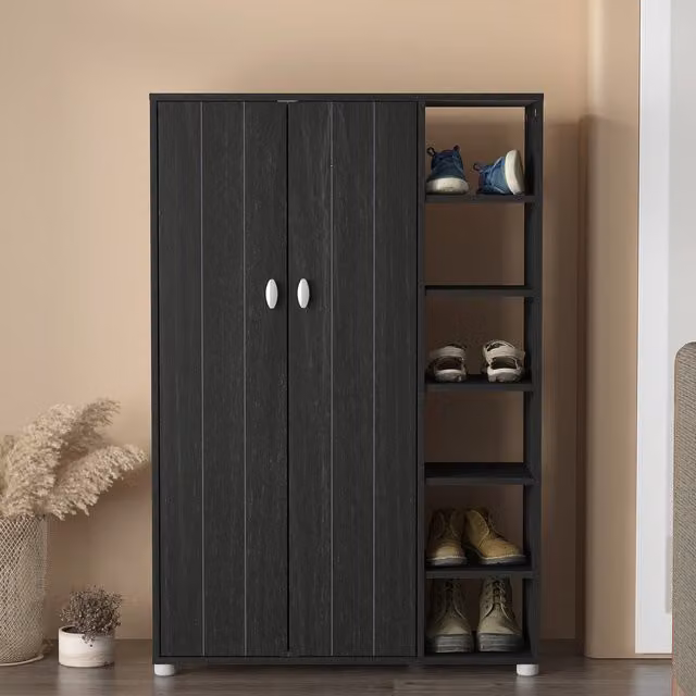 GFW Bideford Tall Shoe Cabinet in Rustic Black Oak