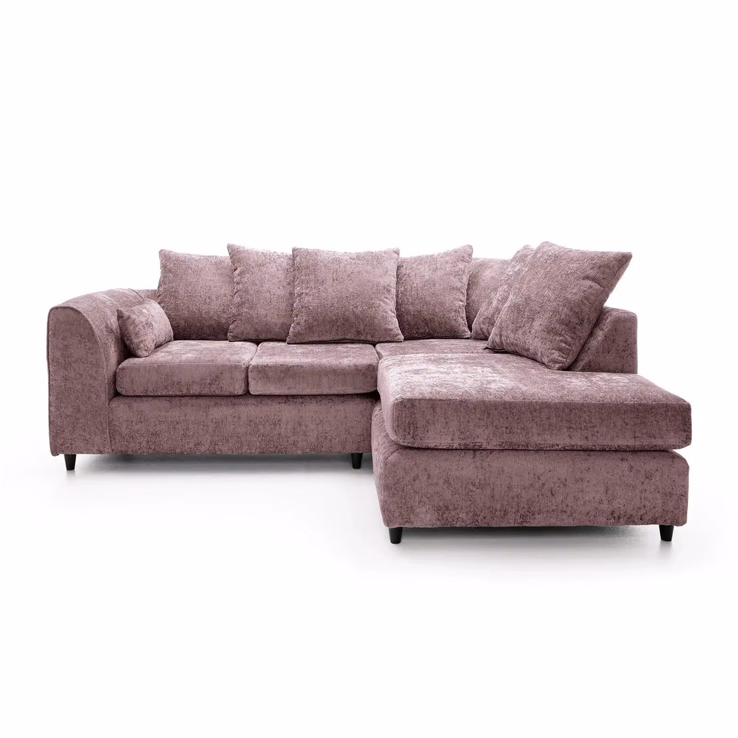 Abakus Direct Harriet Right Facing Corner Sofa in Pink Crushed Chenille Fabric – 2