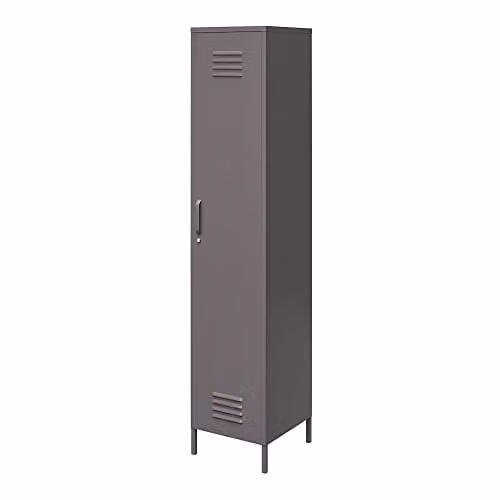 DHP Bradford Single Metal Storage Cabinet Grey H 185.0 x W 38.0 x D 40.0 cm