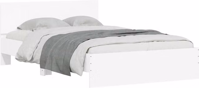 Berkfield Home Durable Small Double Bed Frame in White, W/D/H: 120 x 190 cm