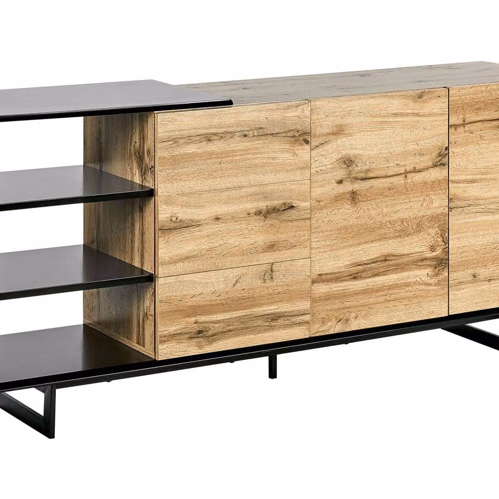 Wyld and Coco Modern Sideboard in Brown and Black, W: 160 cm, D: 40 cm, H: 75 cm – 2