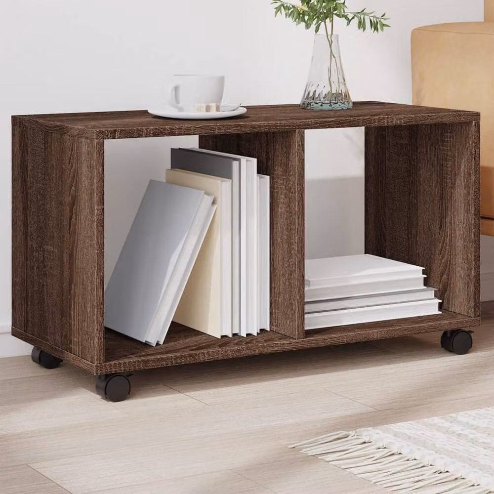 Berkfield Home vidaXL Rolling Cabinet in Brown Oak, W/D/H: 72 x 33 x 42.5 cm – 2