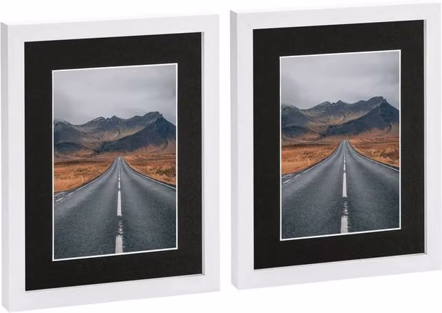 Havendro Set of 2 White Rectangular Wall Photo Frames with Black Mounts for 5x7 Inch Photos – 1