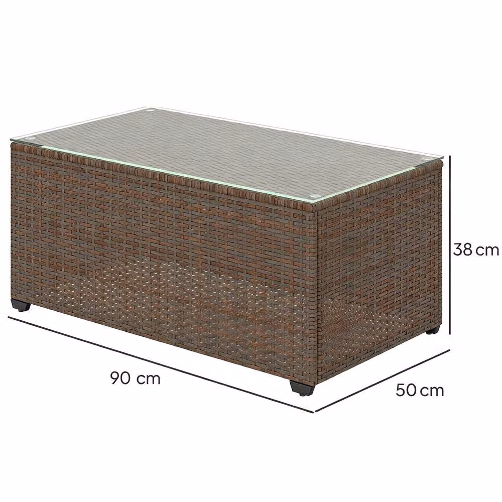 STILVORA Rattan Side Table with Glass Top in Brown – 3