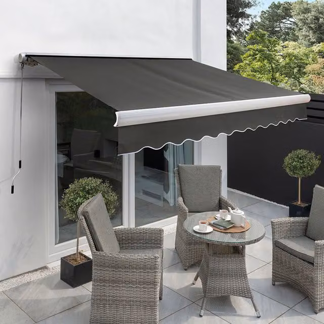 Primrose Full Cassette Electric Motorised Awning with 6m Canopy in Anthracite Grey