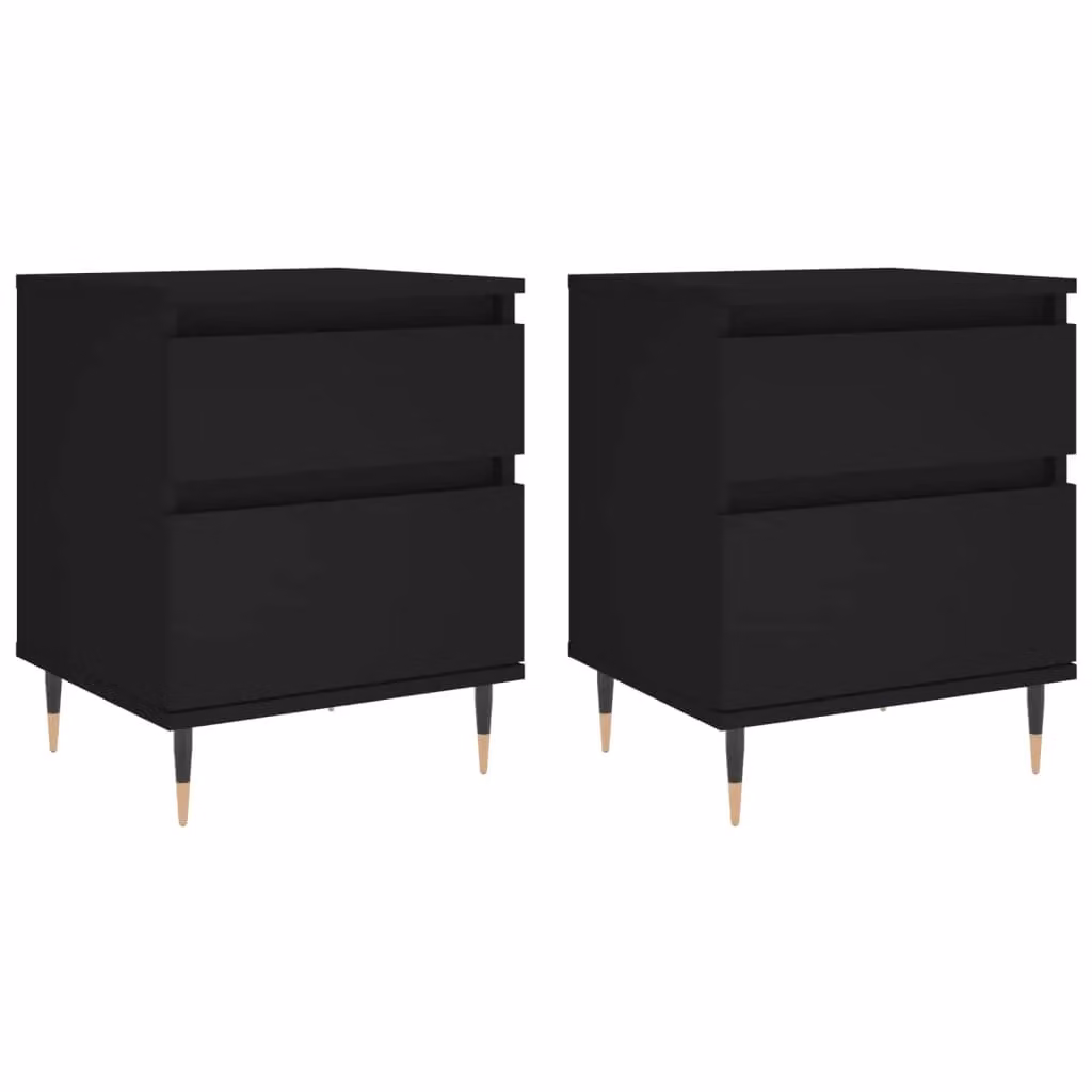 Berkfield Home Set of 2 Black Modern Bedside Cabinets in Engineered Wood W/D/H: 40 x 35 x 50 cm – 1