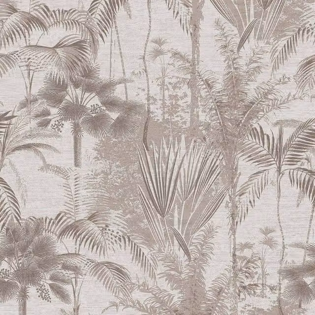 Graham & Brown Sublime Jungle Texture Floral Wallpaper in Beige, Width: 52 cm