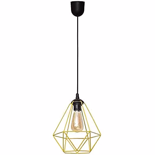 Netlighting Karo Wire Frame Pendant Ceiling Light in Black and Yellow, Diameter: 24 cm