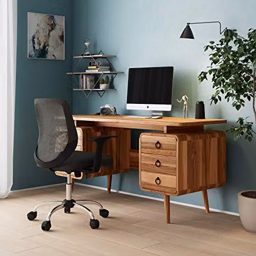 Alphason Somerset Dual Pedestal Writing Desk in Black or Brown, W/D/H: 150 x 59 x 75.5 cm