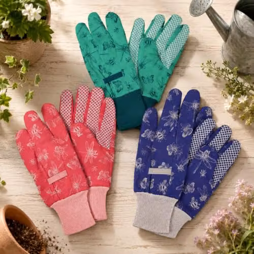 Kent & Stowe Ladies Cotton Gardening Gloves with Flutterbug Design in Purple, Pink or Petrol – 2