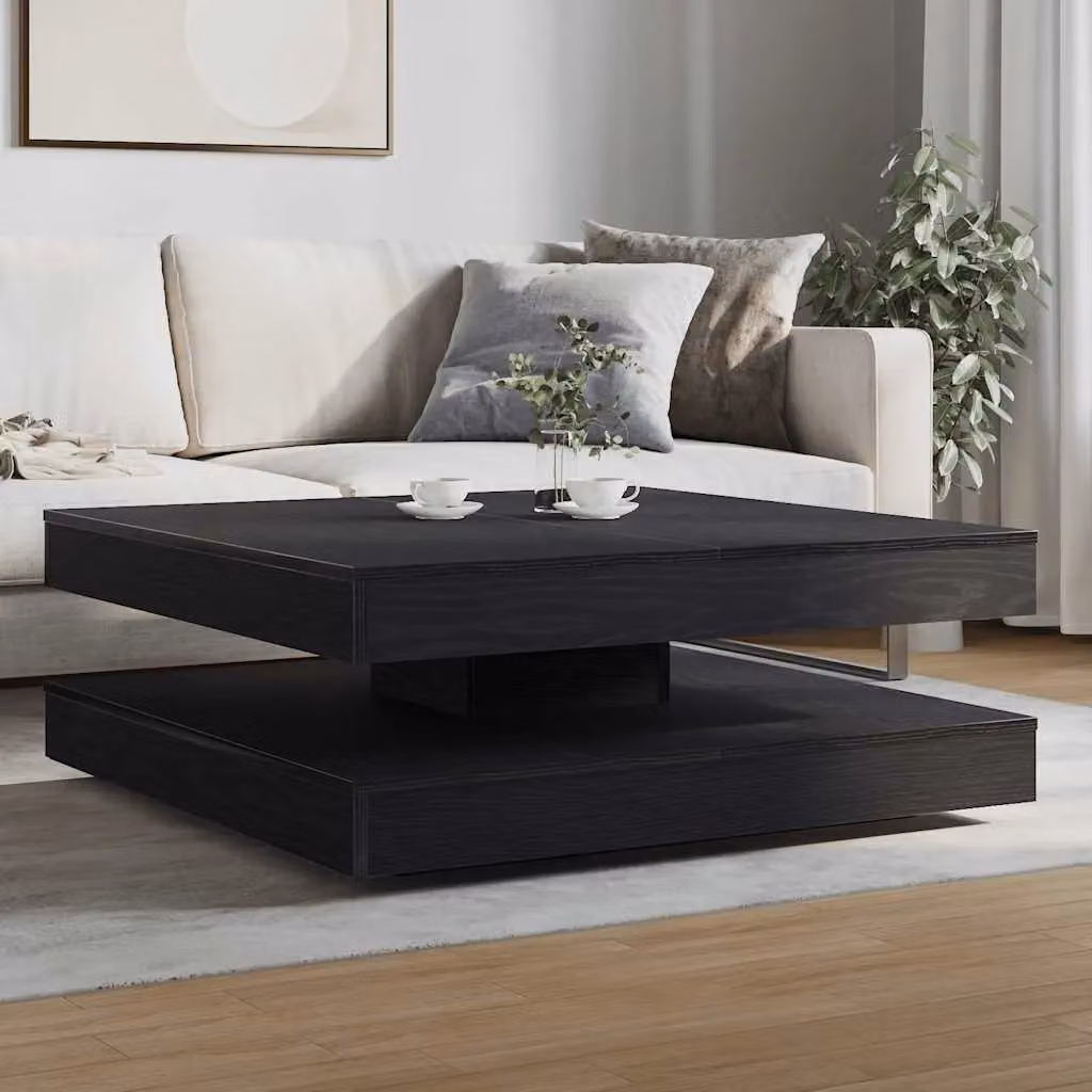 Berkfield Home Black Oak Rotating Square Coffee Table W/D/H: 90 x 90 x 34.5 cm – 3