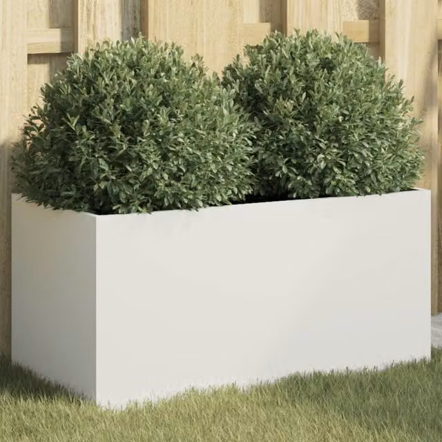 Berkfield Home White Steel Planter Tub W: 62 cm, D: 30 cm, H: 29 cm – 1