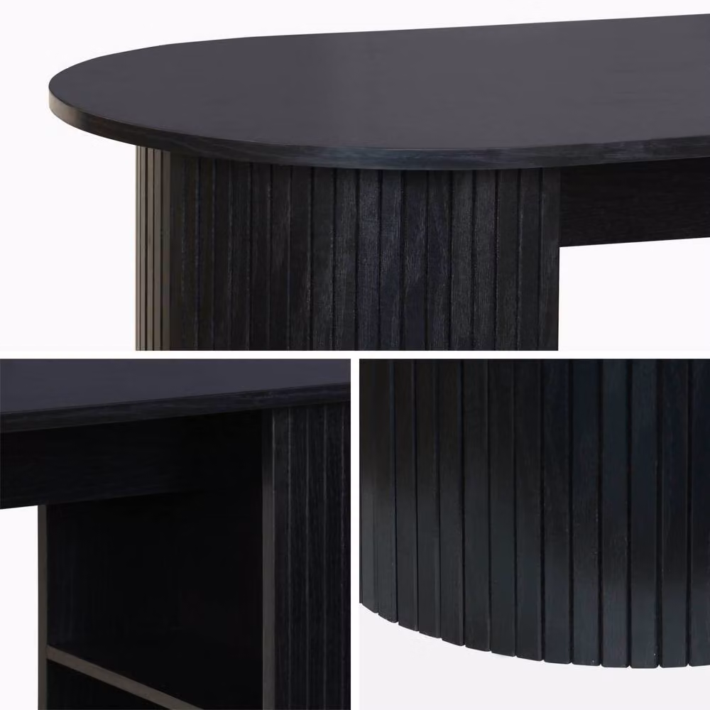 sweeek Modern Bar Table with Wooden Decor and Storage, Black, W: 100.0 cm, D: 55.0 cm, H: 76.0 cm – 3