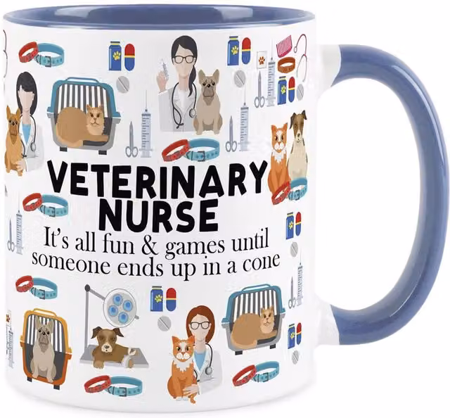 Purely Home Novelty Veterinary Nurse Ceramic Mug in Cambridge Blue