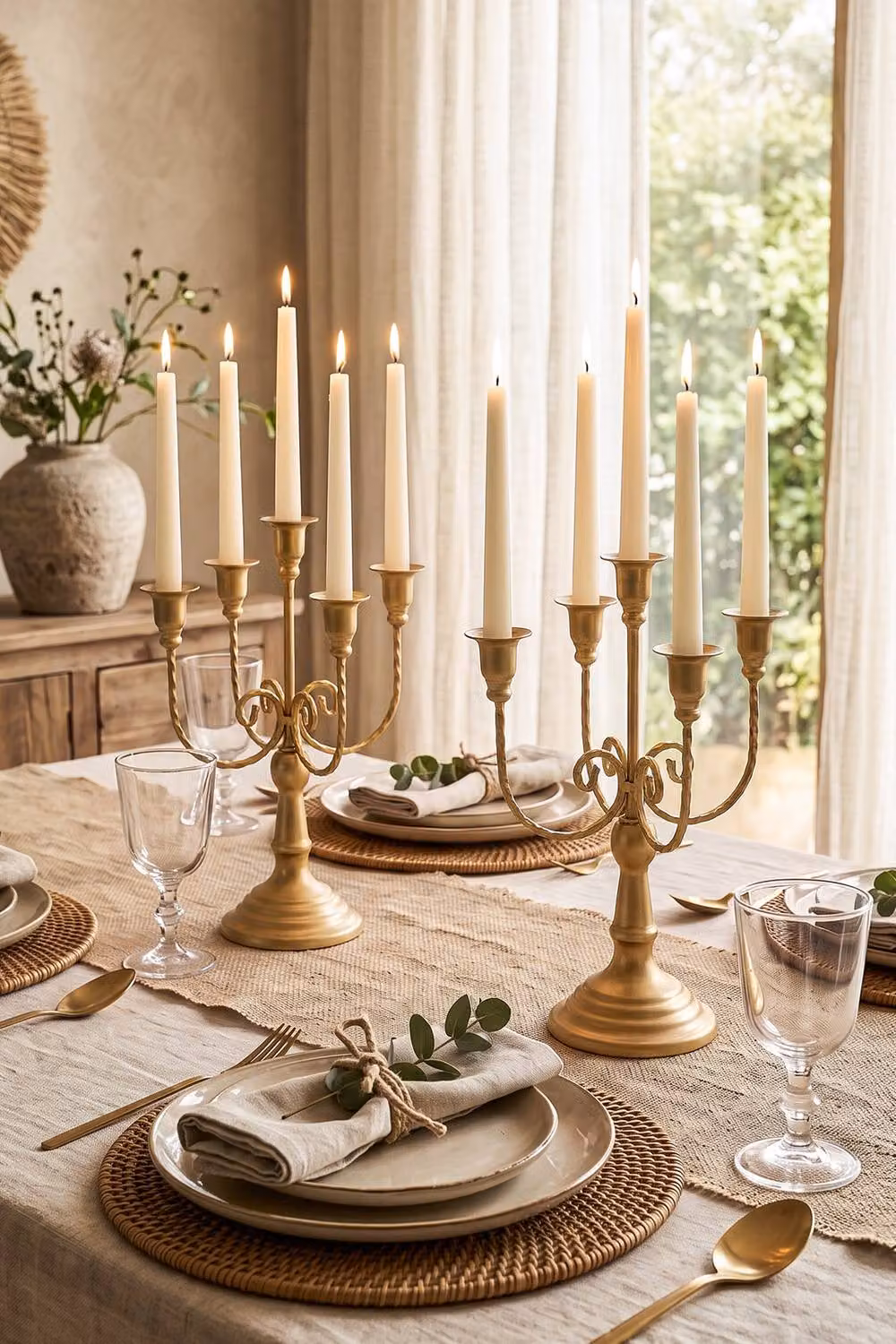Living and Home 2-Piece Gold Metal 5-Arm Vintage Taper Candle Holders – 3