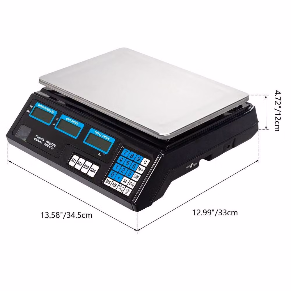 FLAVORA Commercial Digital Price Computing Scale, Black, 40kg Capacity – 3