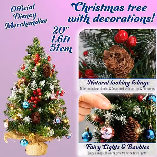 Disney Stitch Tabletop Christmas Tree with 12 Baubles and Pre-lit LED White String Lights in Multi Colour – 2