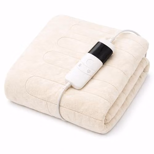 Marco Paul Interiors Beige Fleece Electric Heated Throw Blanket for Adults, W: 160 cm, D: 120 cm – 1
