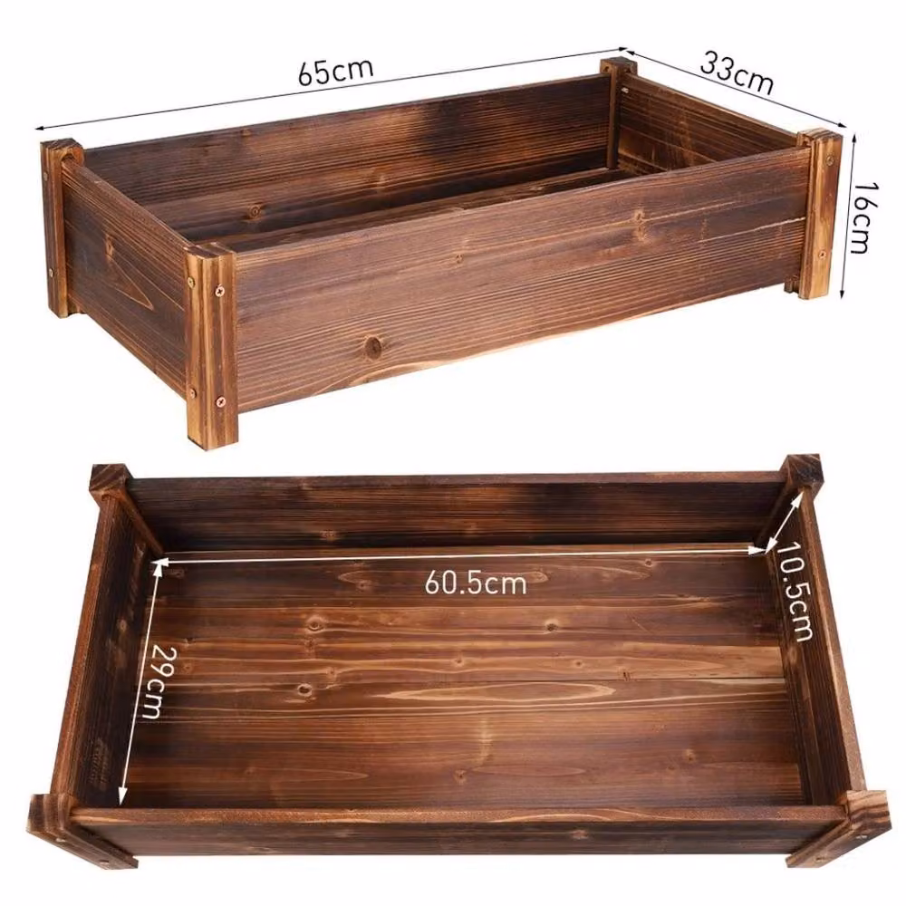 KORVIXA Solid Wood Raised Garden Bed in Brown, W: 400 cm, D: 600 cm, H: 33 cm – 2