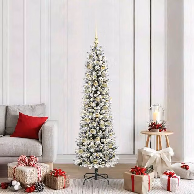 Berkfield Home Artificial Christmas Tree with 300 LEDs in Green, White and Black, Height: 180 cm – 1