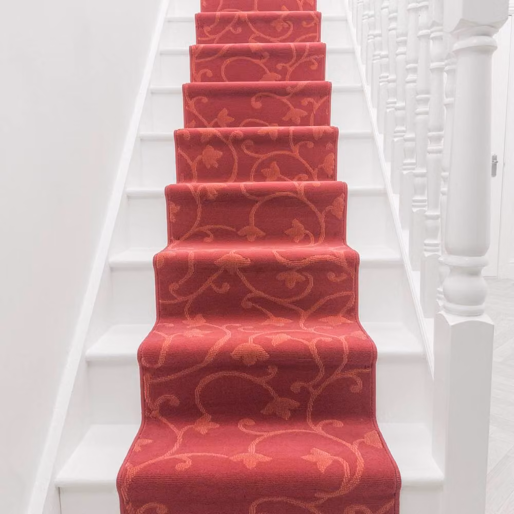 runrug Vines Stair Runner Carpet in Red, W: 60 cm, L: 600 cm – 3