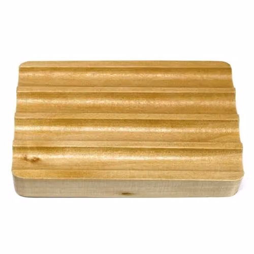 Ancient Wisdom Corrugated Hemu Wood Soap Dish with Drainage in Brown