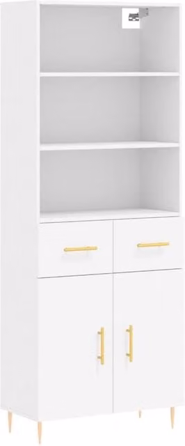 Berkfield Home Modern White Matt Highboard with Hinged Doors and Internal Shelves, W/D/H: 69.5 x 34 x 180 cm