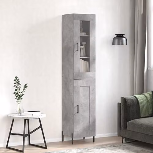 vidaXL Industrial Highboard in Concrete Grey, W/D/H: 34.5 x 34.0 x 180.0 cm – 2