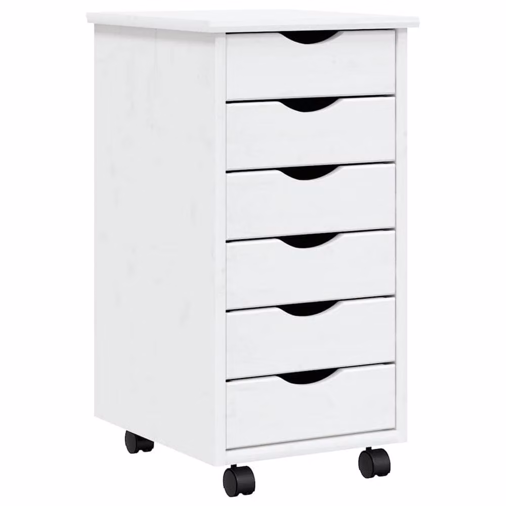 Berkfield Home MOSS Rolling Cabinet with Drawers in White Solid Pine Wood – 2
