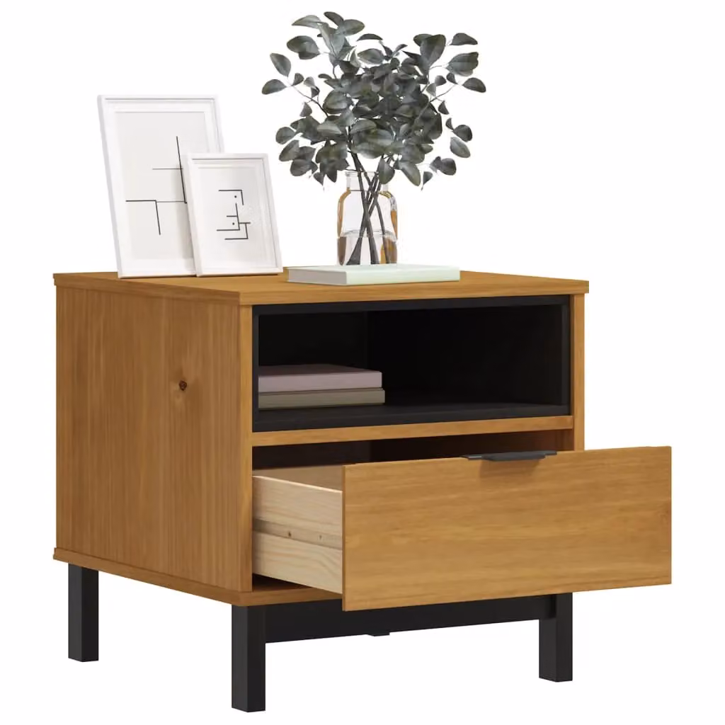 Berkfield Home FLAM Side Table in Brown Solid Pine Wood, W/D/H: 50 x 50 x 50 cm – 3