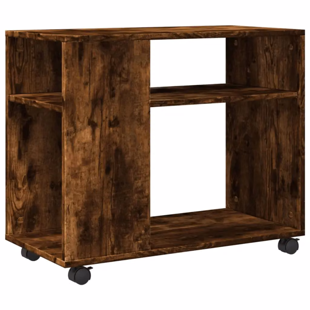Berkfield Home Side Table with Castors in Smoked Oak Brown, W/D/H: 70 x 35 x 60 cm – 2