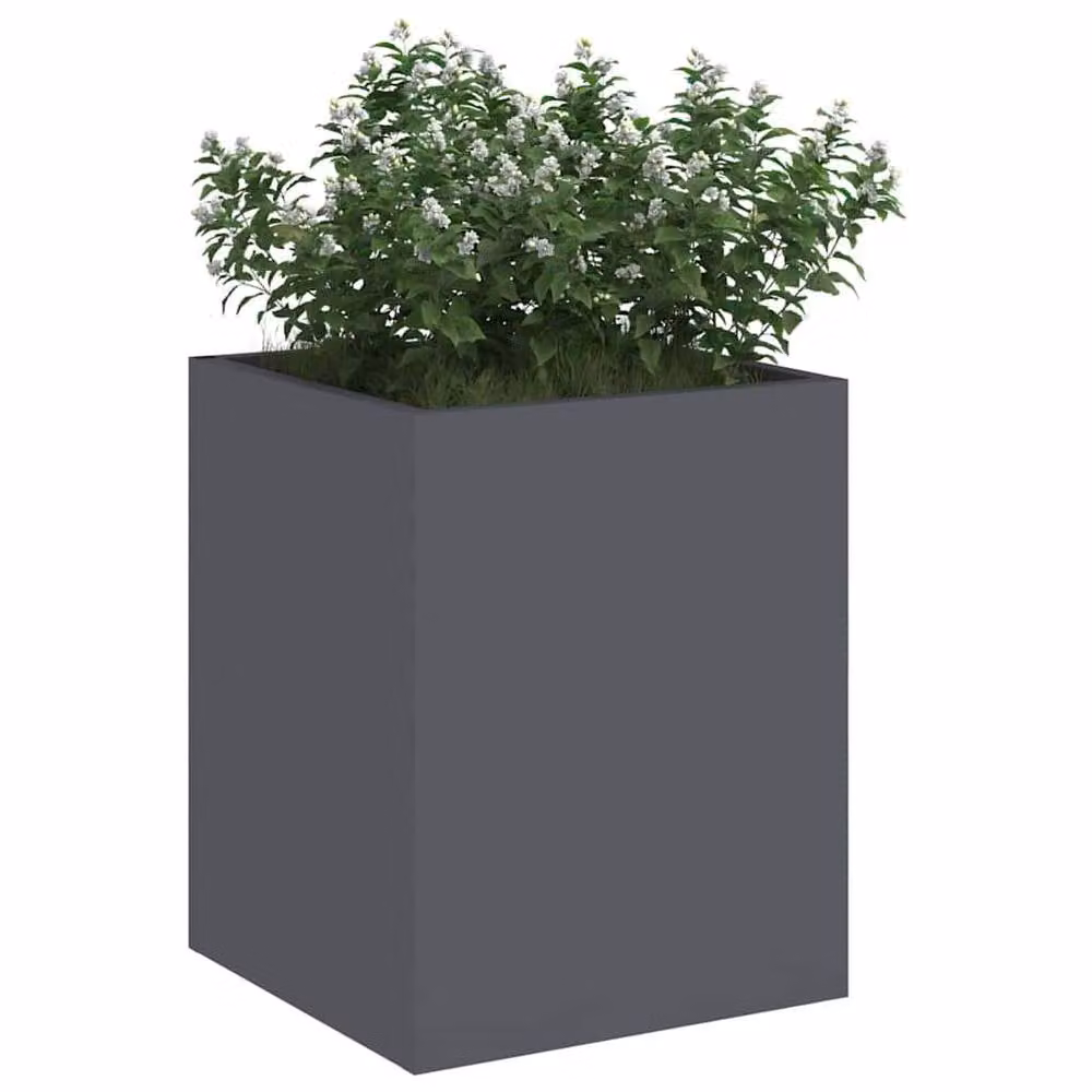 Berkfield Home Anthracite Garden Planter Tub in Dark Grey Steel W/D/H: 40.0 x 32.0 x 32.0 cm – 2