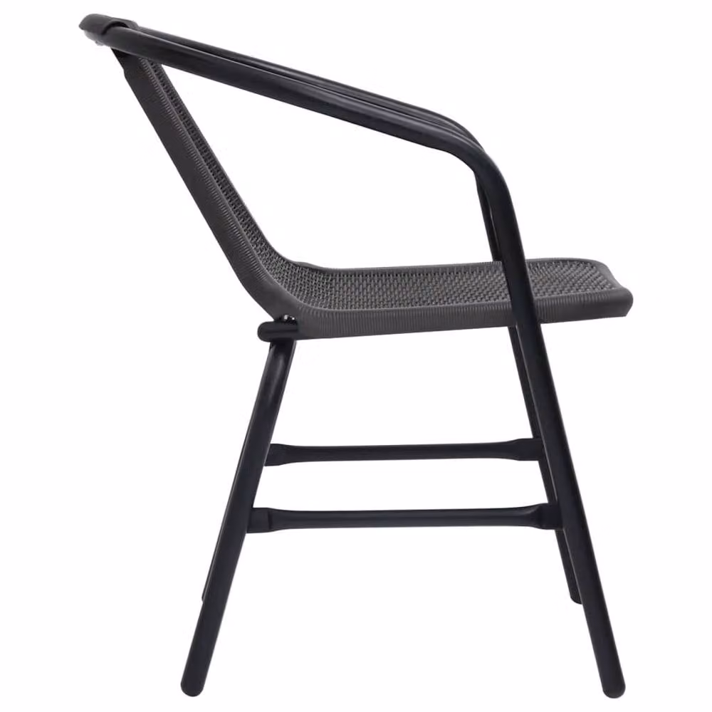 Berkfield Home Set of 8 Black Plastic Rattan and Steel Garden Chairs – 4