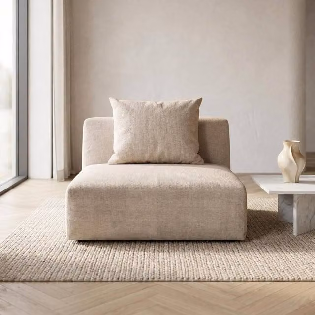 Abakus Direct Tokyo Single Seat in Cream Brushed Tweed Fabric with Deep Seats