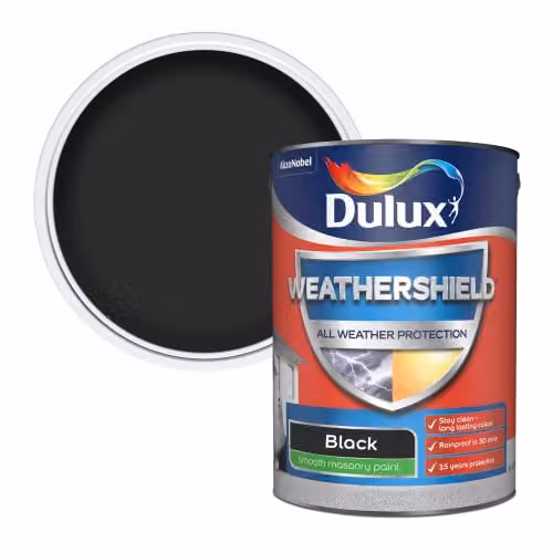 Dulux Mould Resistant Water Based Smooth Masonry Paint, Black, 5L – 2