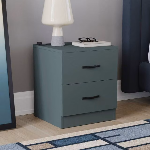 HD Designs Riano 2 Drawer Bedside Cabinet in Green