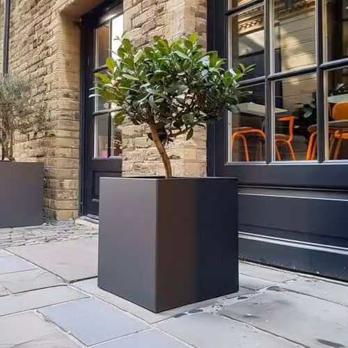 Tulipy Galvanised Steel Square Planter, Grey, W: 40 cm, D: 40 cm, H: 40 cm – 2